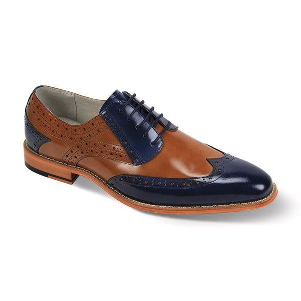 GIOVANNI MEN\'S BURGUNDY/ NATURAL LEATHER WING TIP DRESS SHOE. TROY. Men main image 3