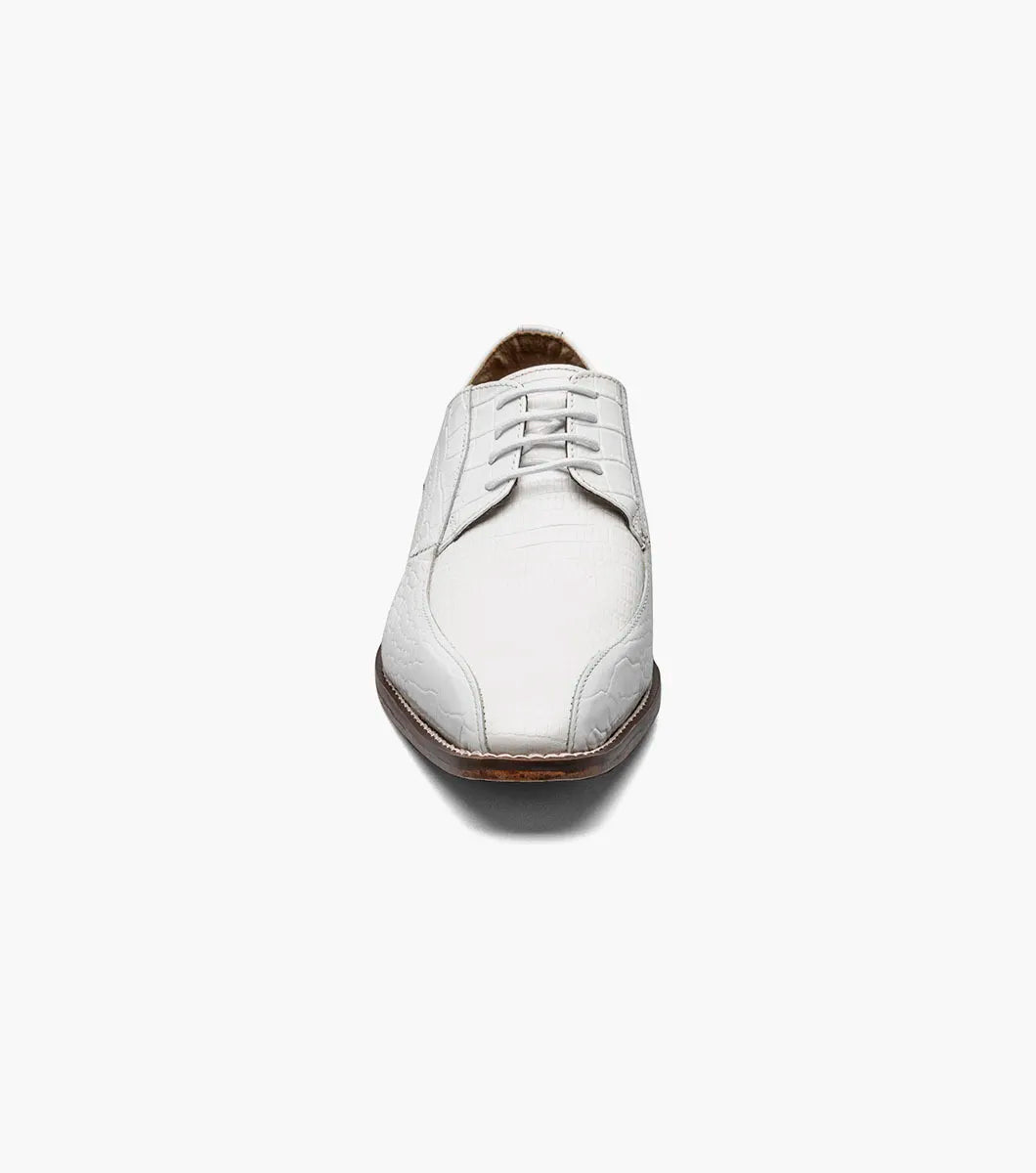 white stacy adams dress shoes 25760-100 Colton Moc Toe Bit Slip On Croco and lizard print leather upper Microfiber linings for comfortability RedZone removable footbed with molded heel cup that provides anatomical arch support for a more comfortable stride Genuine leather outsole Stacy Adams Mens White Gator