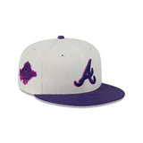 New Era Hat - Atlanta Braves - Cream / Purple
