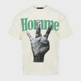 Homme + Femme Tee Shirt - Twisted Fingers - Cream / Green