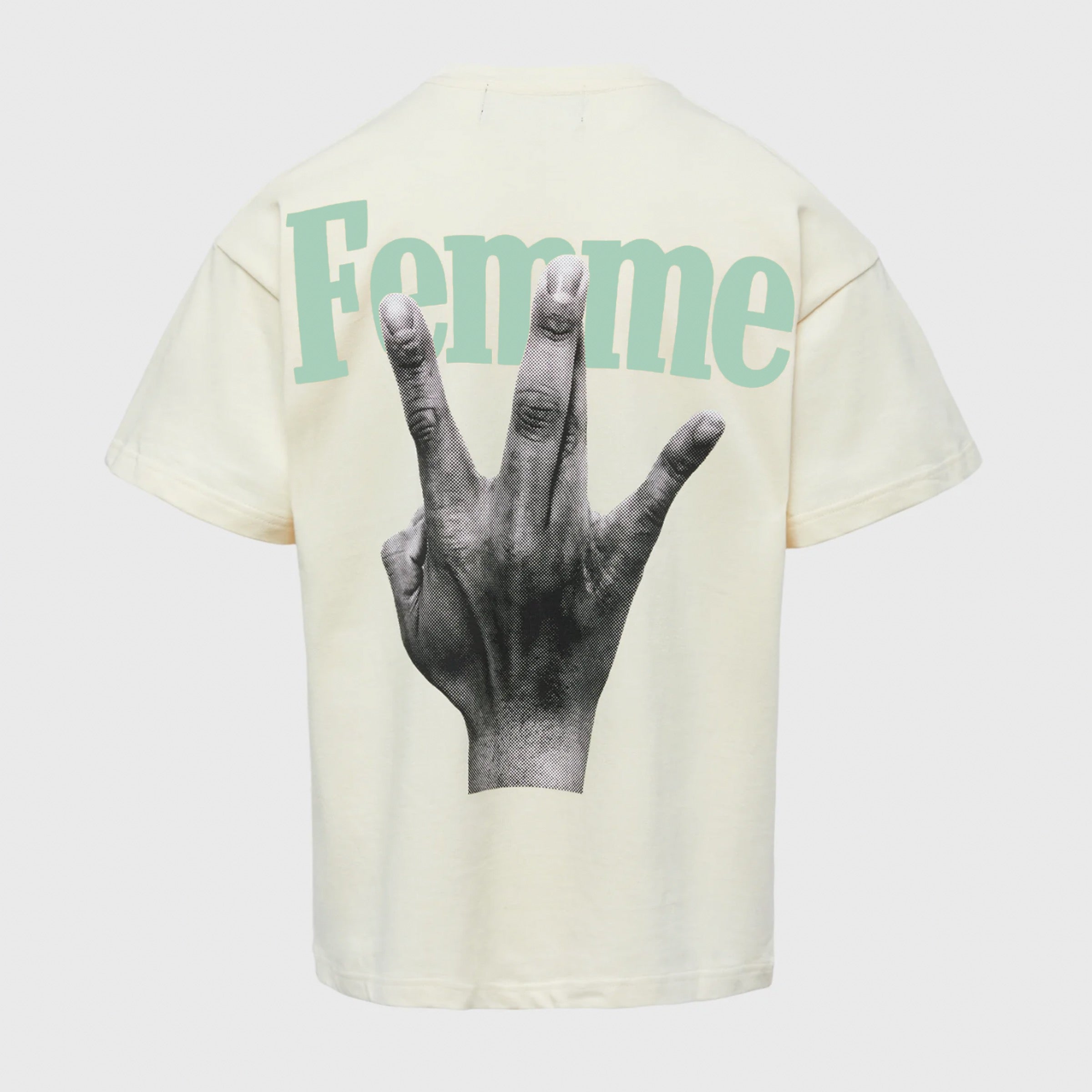 Homme + Femme Tee Shirt - Twisted Fingers - Cream / Green