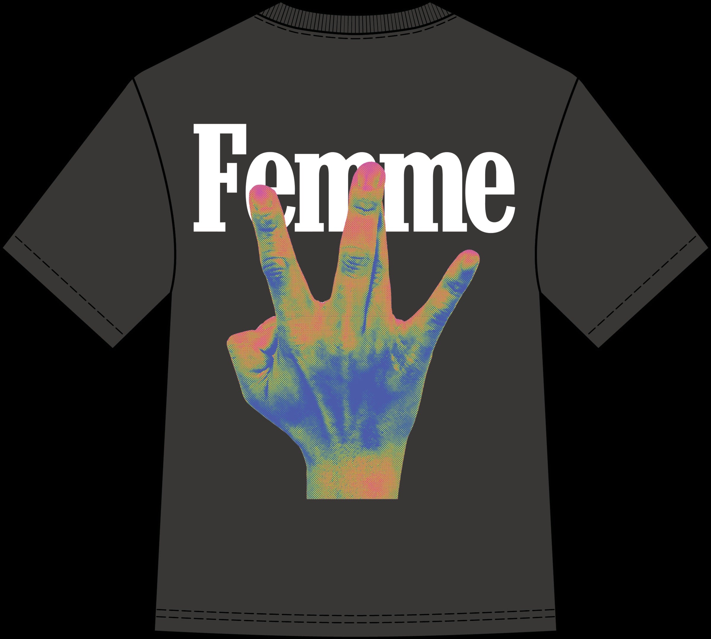 Homme + Femme Tee Shirt - Twisted Fingers - Black With Infared