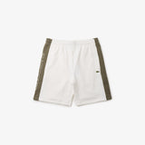 Lacoste Men's Colorblock Fleece Shorts - White / Khaki Green