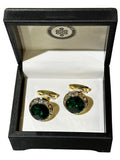 Endless Knot Men's Cufflinks - Emerald Green / Gold