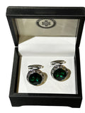 Endless Knot Men's Cufflinks - Emerald Green / Silver