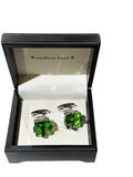 Endless Knot Men's Cufflinks - Green / Silver