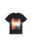 Purple Denim Tee Shirt - Fire In The Sky