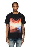 Purple Denim Tee Shirt - Fire In The Sky