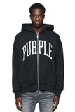 Purple Denim Hoodie - Collegiate Zip Up