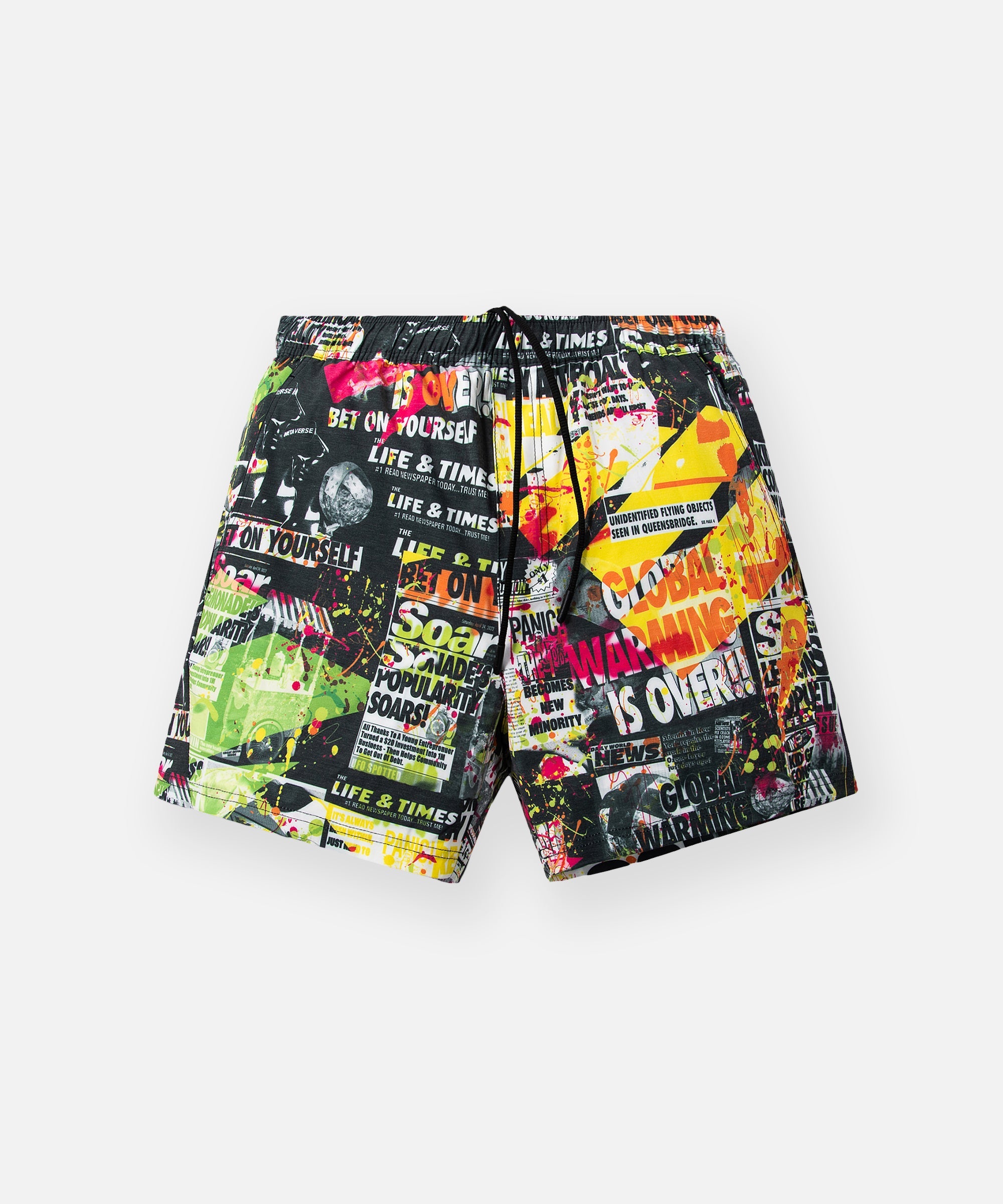Paper Planes Shorts - Tabloid Print Shorts
