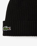 Lacoste Unisex Rib Knit Brushed Wool Beanie