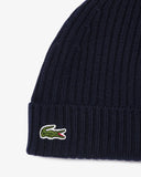 Lacoste Unisex Rib Knit Brushed Wool Beanie