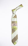 Rossi Man RMR456-5 olive green geometric necktie with taupe and white detailing
