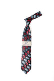 Rossi Man RMR561-4 black, red, and silver paisley necktie