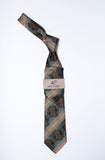 Rossi Man Tie - RMR650-5 - Dark Green and Orange Striped Paisley