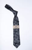 Rossi Man Tie - RMR654-6 - Black and Silver Paisley