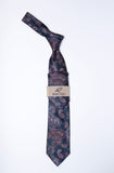 Rossi Man Tie - RMR654-8 - Navy and Burgundy Paisley