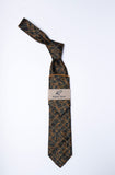Rossi Man Tie - RMR655-2 - Dark Green and Gold Plaid and Paisley