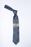 Rossi Man Tie - RMR655-6 - Blue and Gold Plaid and Paisley