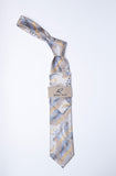 Rossi Man Tie - RMR674-4 - Silver Champagne and Light Blue Paisley