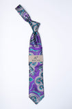 Rossi Man Tie – Purple Teal and Silver Paisley – RMR678-1