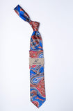 Rossi Man Tie - RMR678-2 - Royal Blue Red and Silver Paisley