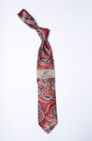Rossi Man Tie – Burgundy Orange and Silver Paisley – RMR678-3