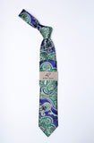 Rossi Man Tie – Green Purple and Silver Paisley – RMR678-4