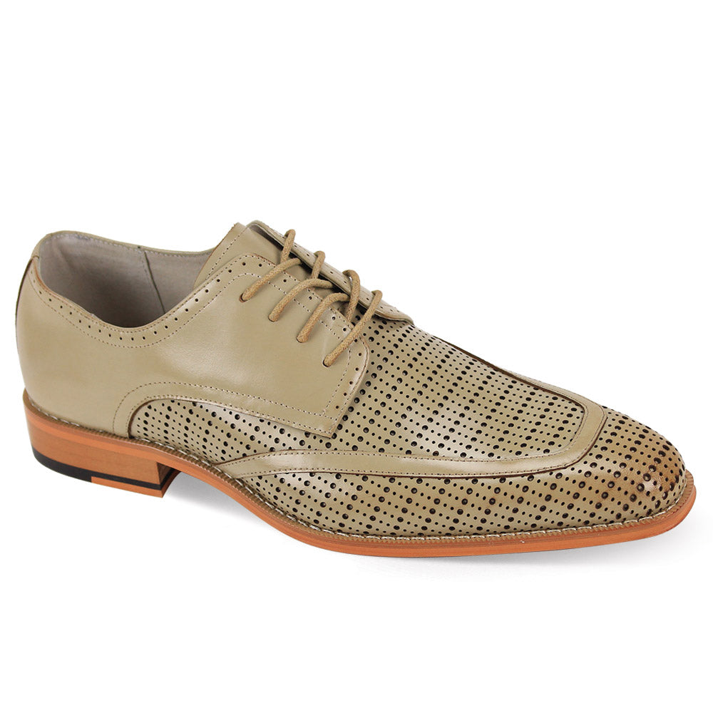 Giovanni Men's Leather Dress Shoe - Perforated Leather Panels - White - 12 - CCO Menswear Giovanni Men's Leather Dress Shoe - Perforated Leather Panels - White - 12 - CCO Menswear