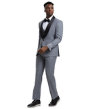 Stacy Adams 3 PC Grey Solid Tuxedo Mens Suit