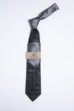 Rossi Man TT374-6 black necktie with white floral pattern