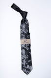 Rossi Man Tie - TT693-3 - Black and Silver Paisley
