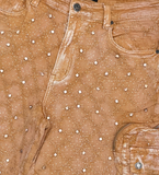 Vicious Denim Shorts - Embellished Rhinestone - Gold Earth