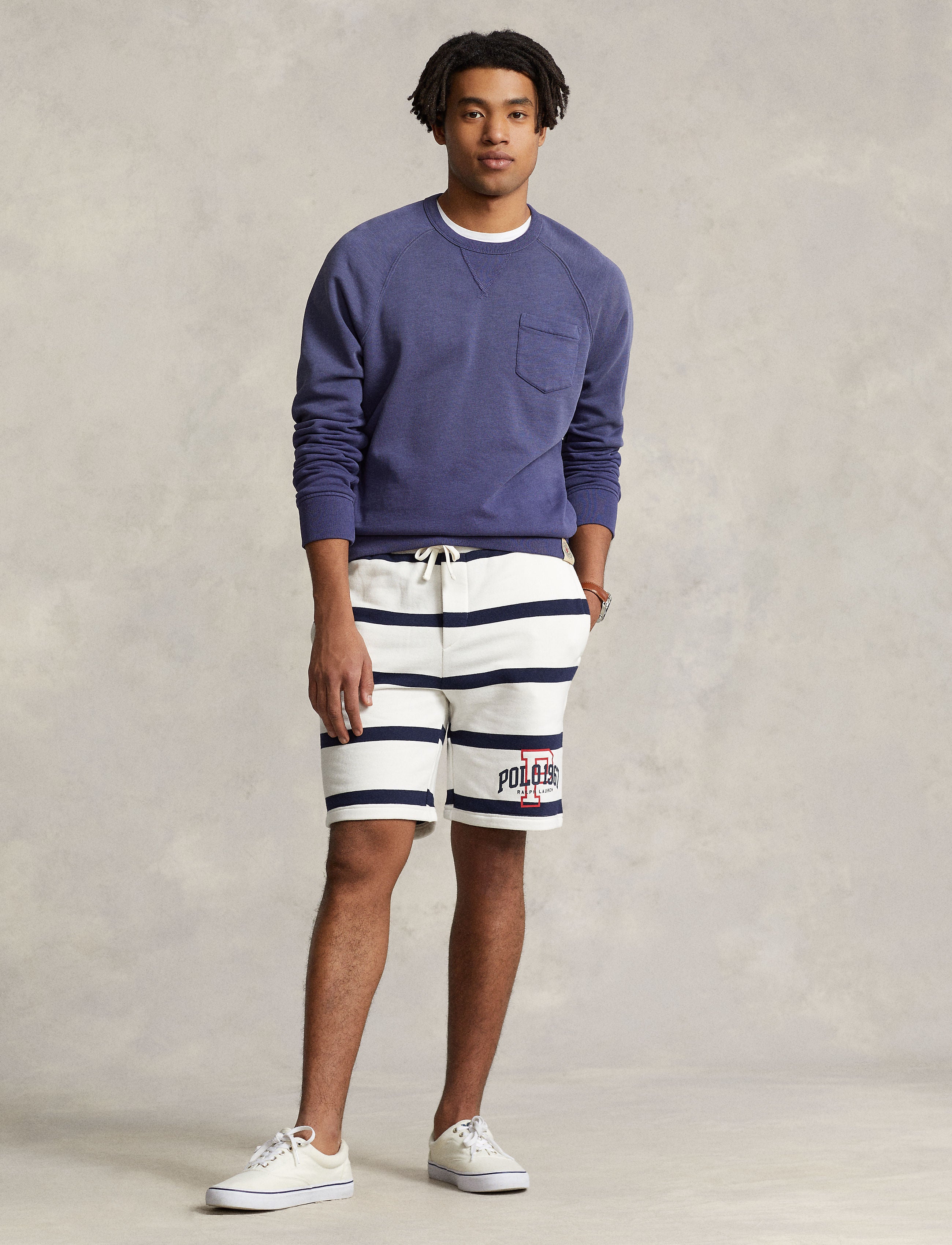 Polo Ralph Lauren Short - 8.5 Inch Logo Striped Fleece Shirt