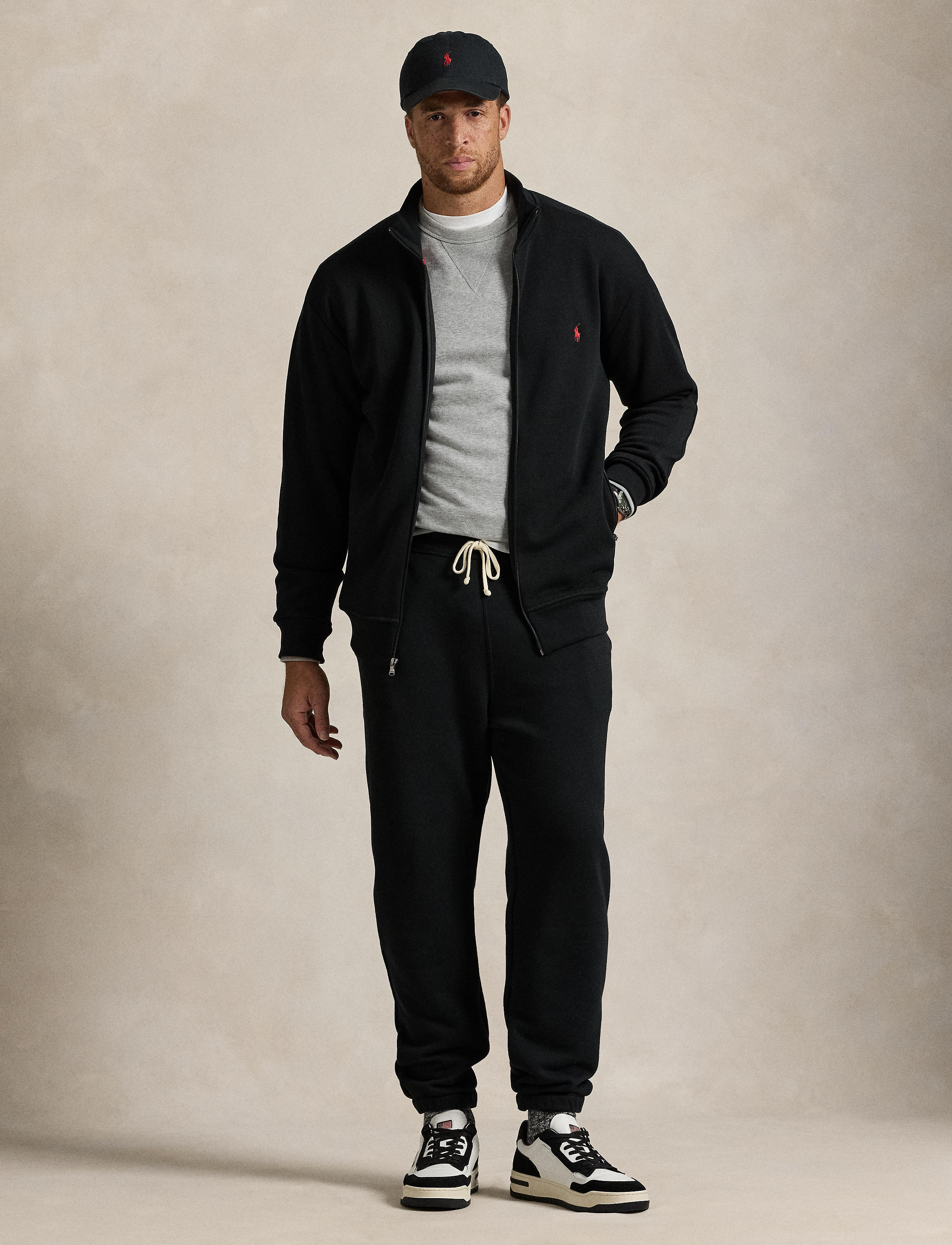Polo Ralph Lauren Men's Big & Tall Double-Knit Track Jacket - Polo Black - Size 3XB Polo Ralph Lauren Men's Big & Tall Double-Knit Track Jacket - Polo Black - Size 3XB