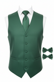 Men's Solid Vest Set with Matching Tie, Bow Tie & Hanky – VS801