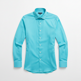 Men's Slim Fit Dress Shirt in Turquoise - Flat Lay