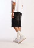 Embellish Denim Shorts - Shadow - Black Washed