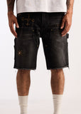Embellish Denim Shorts - Shadow - Black Washed