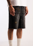 Embellish Denim Shorts - Shadow - Black Washed