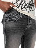True Religion Denim Jeans - Ricky Rope Stitch Flap Straight Jean