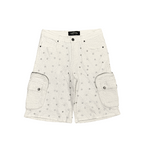 Vicious Denim Shorts - Rhinestone Shorts - Off White