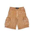 Vicious Denim Shorts - Embellished Rhinestone - Gold Earth