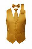 Men's Solid Vest Set with Matching Tie, Bow Tie & Hanky – VS801