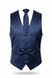 Men's Solid Vest Set with Matching Tie, Bow Tie & Hanky – VS801