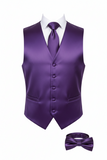 Men's Solid Vest Set with Matching Tie, Bow Tie & Hanky – VS801