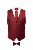 Men's Solid Vest Set with Matching Tie, Bow Tie & Hanky – VS801