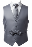 Men's Solid Vest Set with Matching Tie, Bow Tie & Hanky – VS801