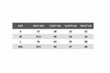 Slim Fit Dress Shirt Size Chart