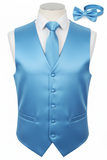 Men's Solid Vest Set with Matching Tie, Bow Tie & Hanky – VS801